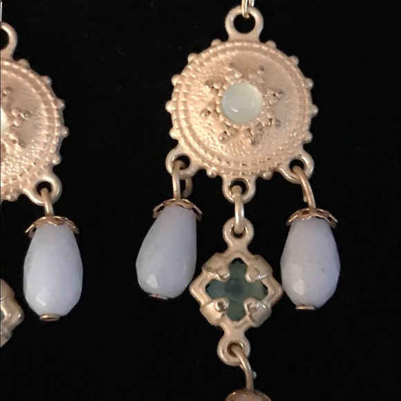 Frosted Gold Bead Chandelier Earrings - Picture 2 of 4